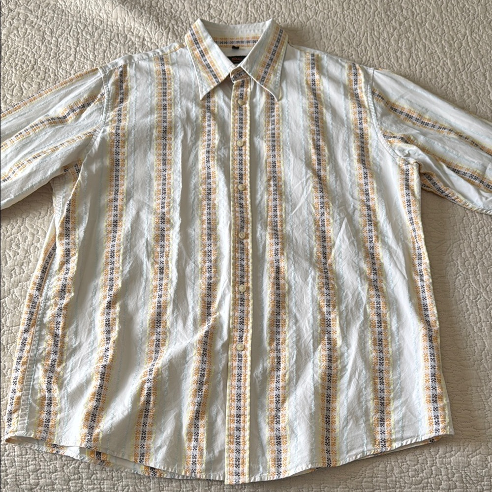 Ben Sherman White and Yellow Casual Button Down Shirt